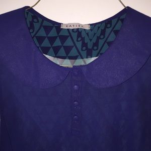 Sheer navy sleeveless blouse M